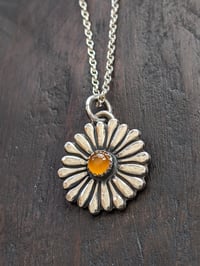 Image 2 of Daisy recycled textured silver & yellow chalcedony pendant