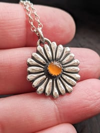 Image 3 of Daisy recycled textured silver & yellow chalcedony pendant
