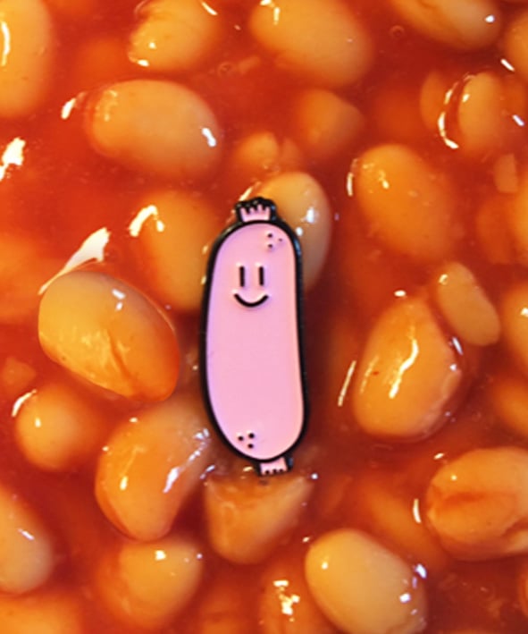 Image of Meaty Wurst Smiley Enamel Pin 