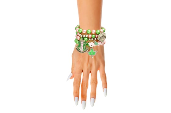 Image of Sorority Inspired Pink Green Pearl Bracelets