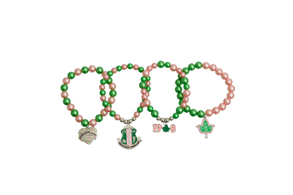 Image of Sorority Inspired Pink Green Pearl Bracelets