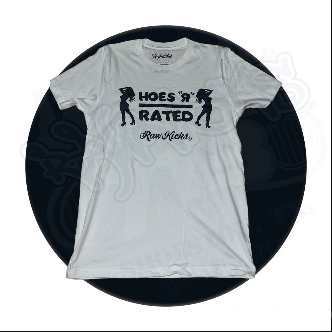 Hoes R Over Rated shirt (white/black)