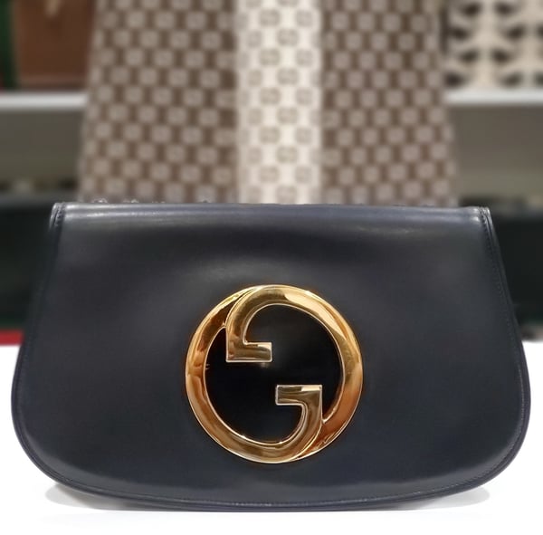 Image of Vtg. Gucci Navy Blue Blondie Clutch 