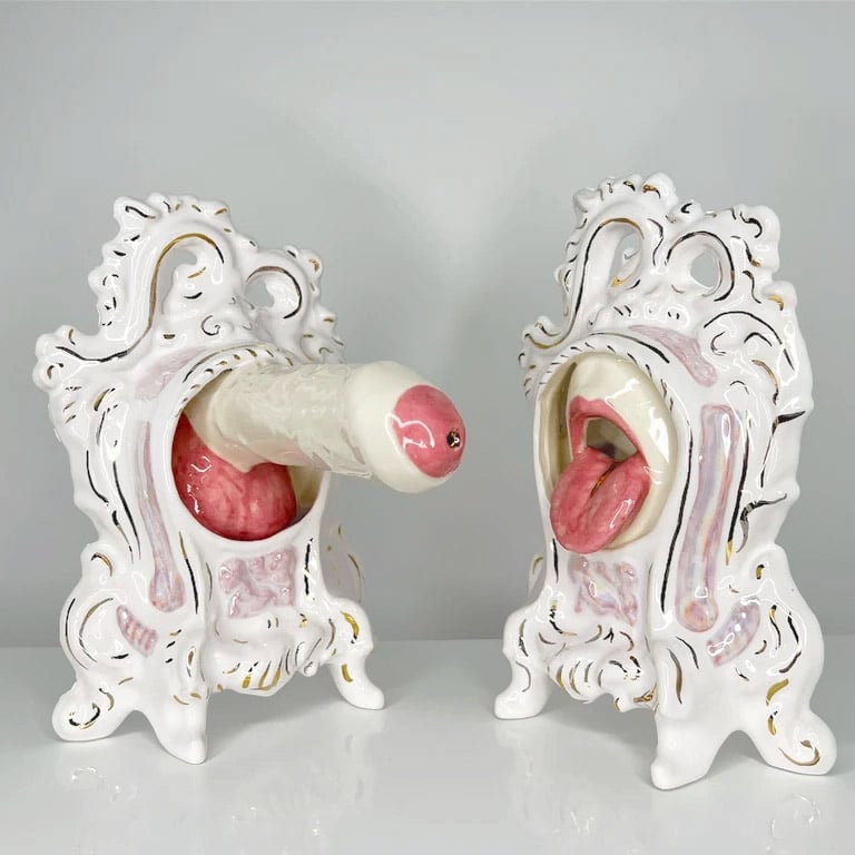 Image of Rococo Gloryhole Bookends with 22kt Gold (Pair)
