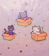 Image 1 of Sailor Cats Glossy Vinyl Glitter Stickers