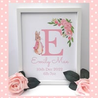 Image 1 of Personalised New Baby Frame,New Baby Gift, Flopsy Bunny Print,Flopsy Bunny Frame 🐇