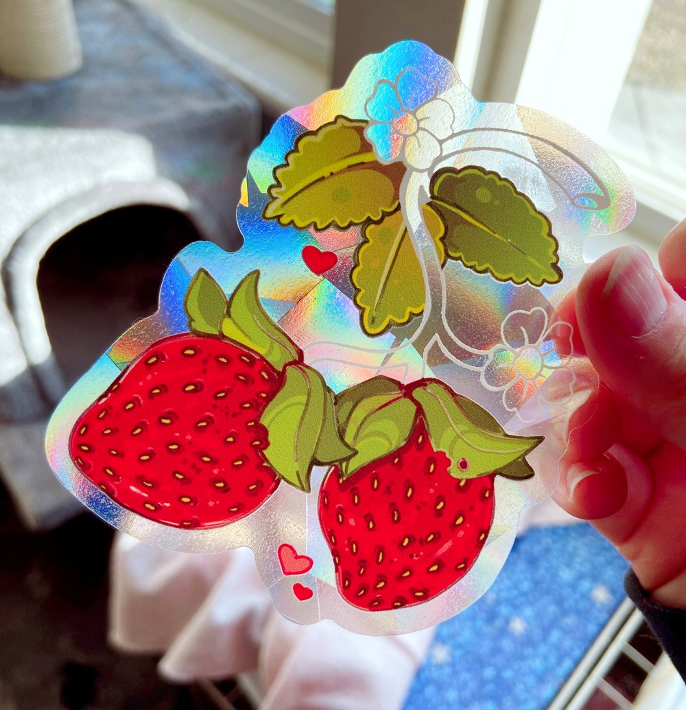 Strawberry Patch, Suncatcher Sticker- Rainbow Maker