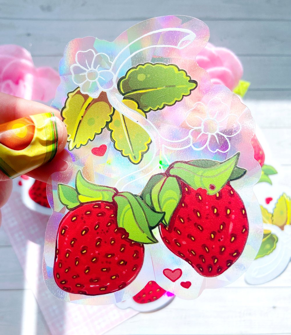 Strawberry Patch, Suncatcher Sticker- Rainbow Maker
