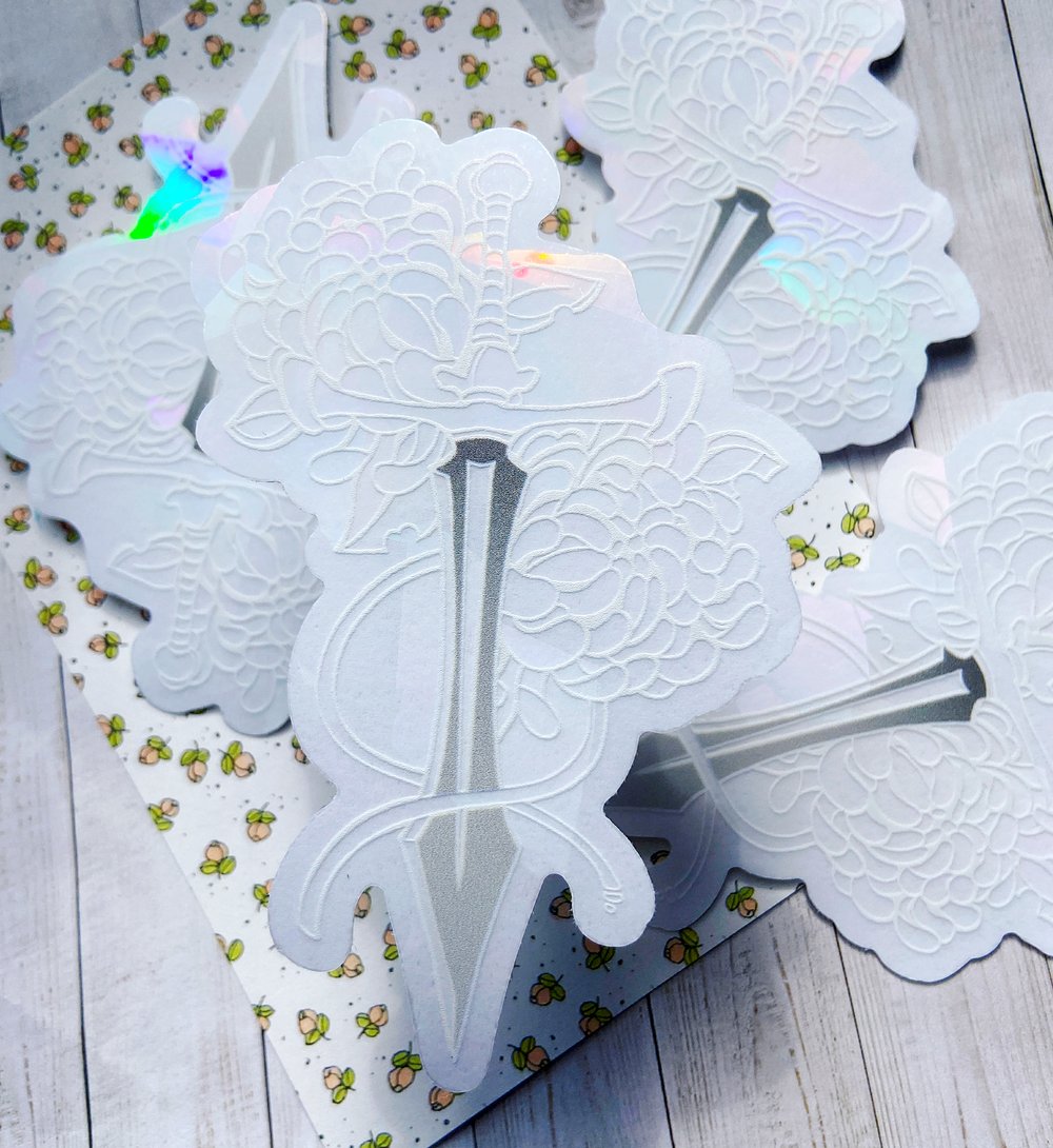 Floral Sword, Suncatcher Sticker- Rainbow Maker