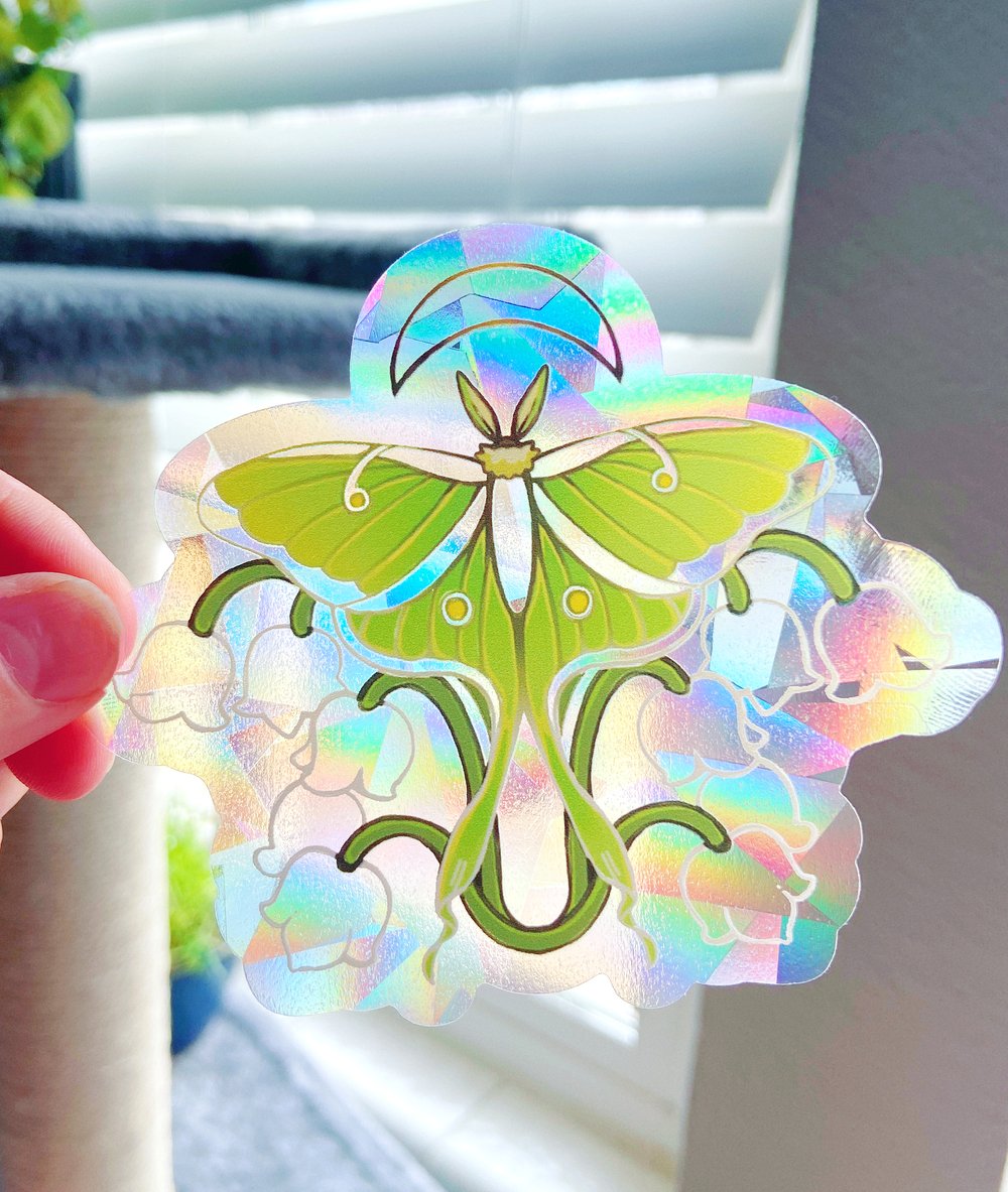 Luna Moth, Suncatcher Sticker- Rainbow Maker