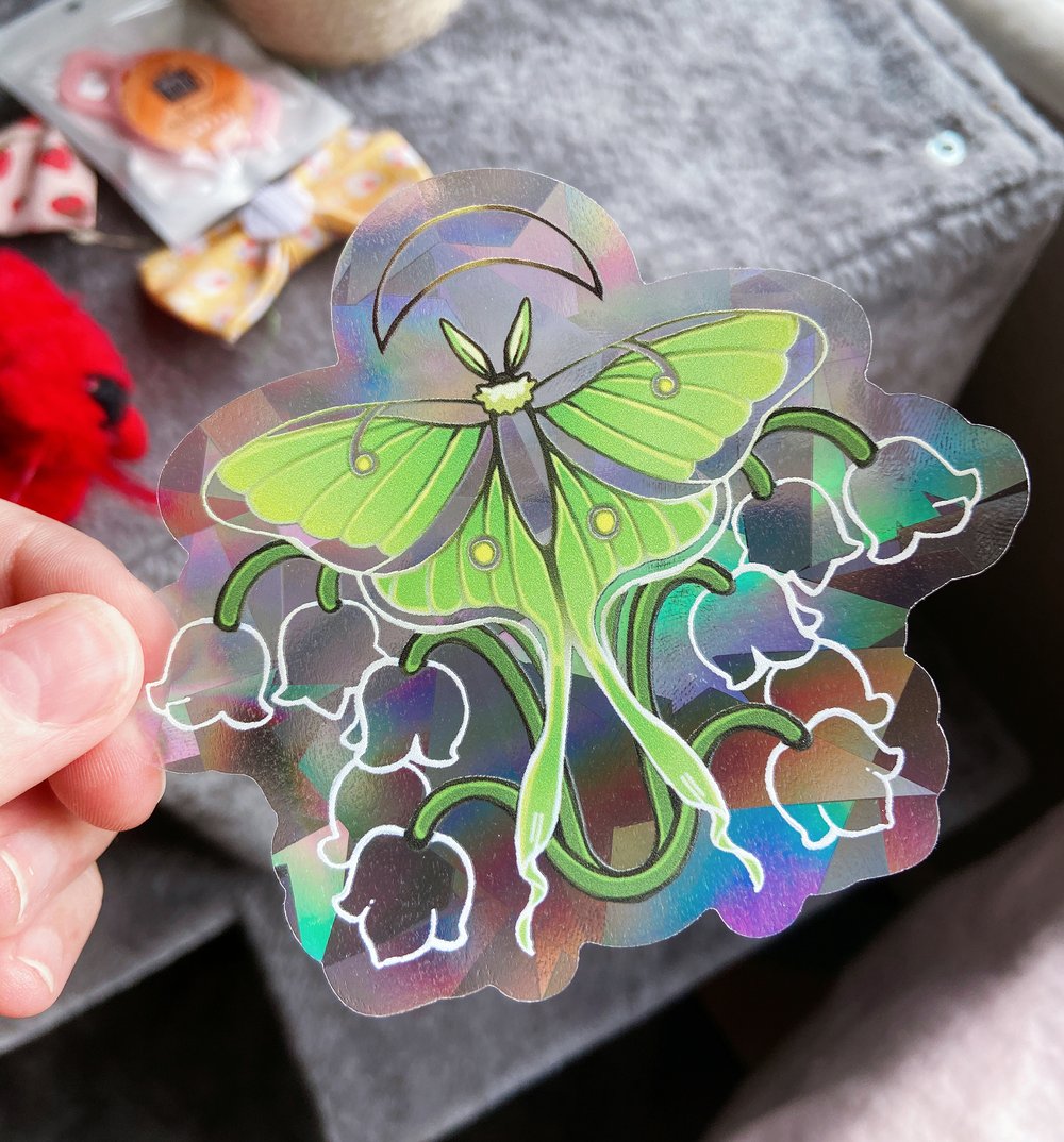 Luna Moth, Suncatcher Sticker- Rainbow Maker