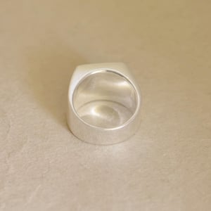 Image of 'Square Sky' flat face engraved solid framed 950 silver signet ring