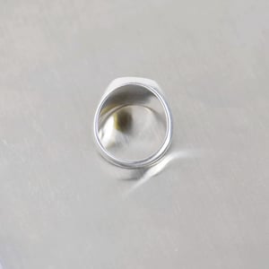 Image of 'White Moon' flat face engraved solid framed silver signet ring