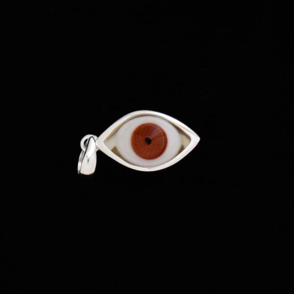 Image of OWLEYE antique ceramic x glass eye ball silver necklace