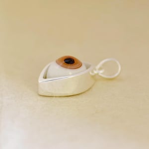Image of PANTHEREYE antique ceramic x glass eye ball silver necklace