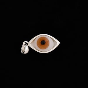 Image of PANTHEREYE antique ceramic x glass eye ball silver necklace
