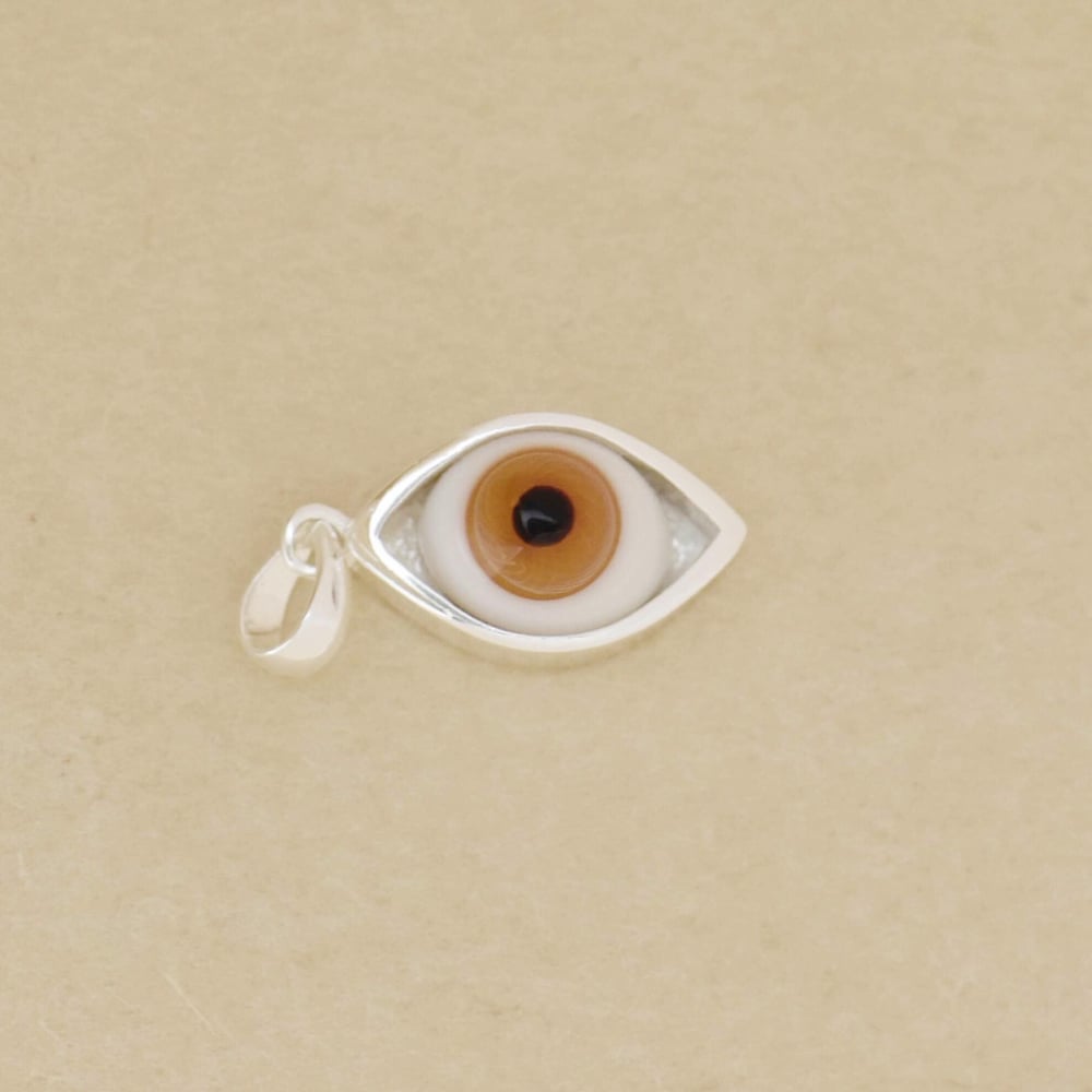 Image of PANTHEREYE antique ceramic x glass eye ball silver necklace