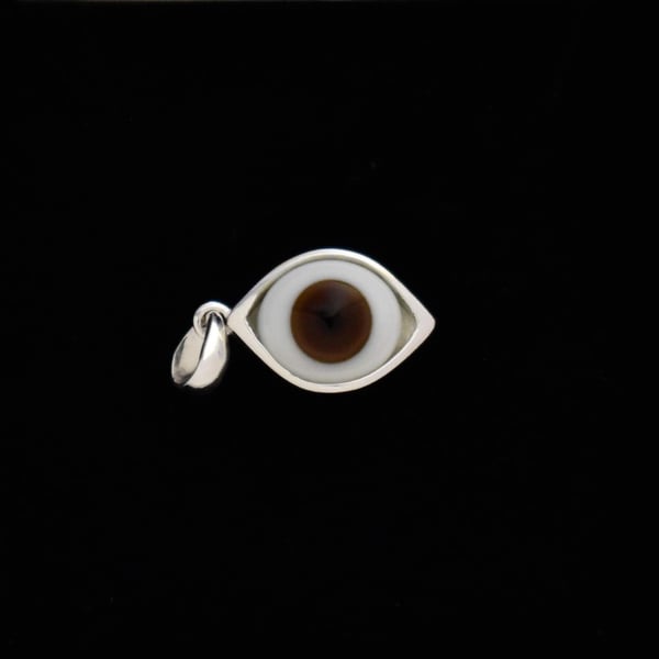 Image of FOXEYE antique ceramic x glass eye ball silver necklace