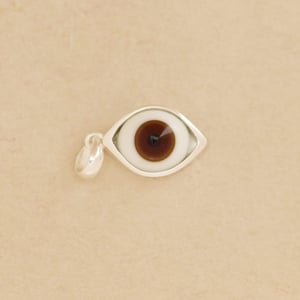 Image of FOXEYE antique ceramic x glass eye ball silver necklace