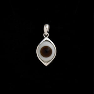 Image of FOXEYE antique ceramic x glass eye ball silver necklace