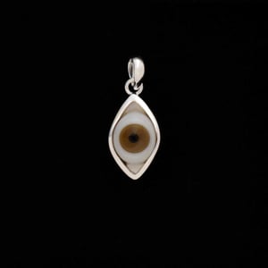Image of RABBITEYE antique ceramic x glass eye ball silver necklace no.1-2