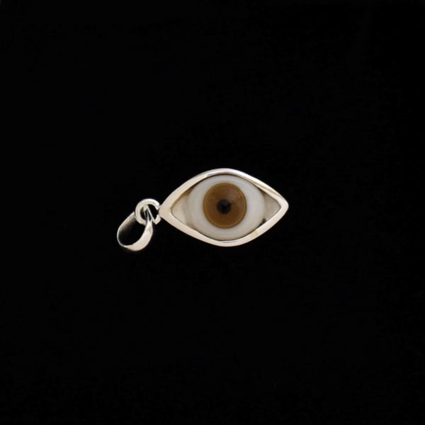 Image of RABBITEYE antique ceramic x glass eye ball silver necklace no.1-2