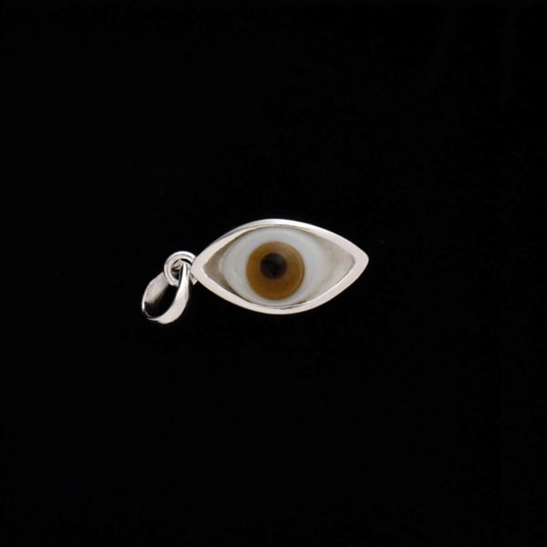 Image of RABBITEYE antique ceramic x glass eye ball silver necklace no..3-4