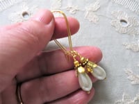 Image 2 of Classical Pearl Teardrop Laurel Leaf Earrings  