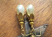 Image 5 of Classical Pearl Teardrop Laurel Leaf Earrings  