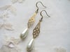 1930s Art Deco Pearl Teardrop Earrings, Pierced or Clip On