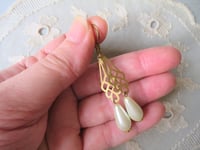 Image 2 of 1930s Art Deco Pearl Teardrop Earrings, Pierced or Clip On