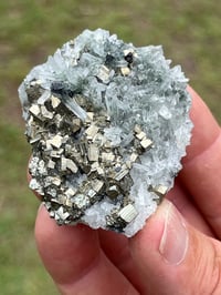 Image 9 of Cubic Pyrite & Fine Quartz Points Cluster Bulgaria Specimen #2613