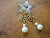 Edwardian Floral Pearl Earrings, White   