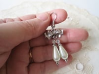 Image 2 of Regency Bows Pearl Teardrop & Crystal Earrings, White Ivory
