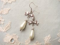 Image 6 of Regency Bows Pearl Teardrop & Crystal Earrings, White Ivory