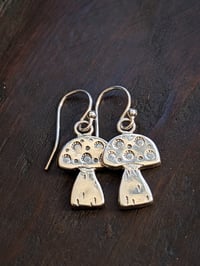 Image 1 of Little 'Shroom recycled silver toadstool earrings 