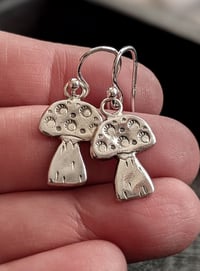 Image 2 of Little 'Shroom recycled silver toadstool earrings 