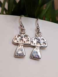 Image 3 of Little 'Shroom recycled silver toadstool earrings 