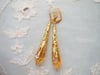 Roaring 20s Flapper Earrings, Orange & Gold, Pierced or Clip On