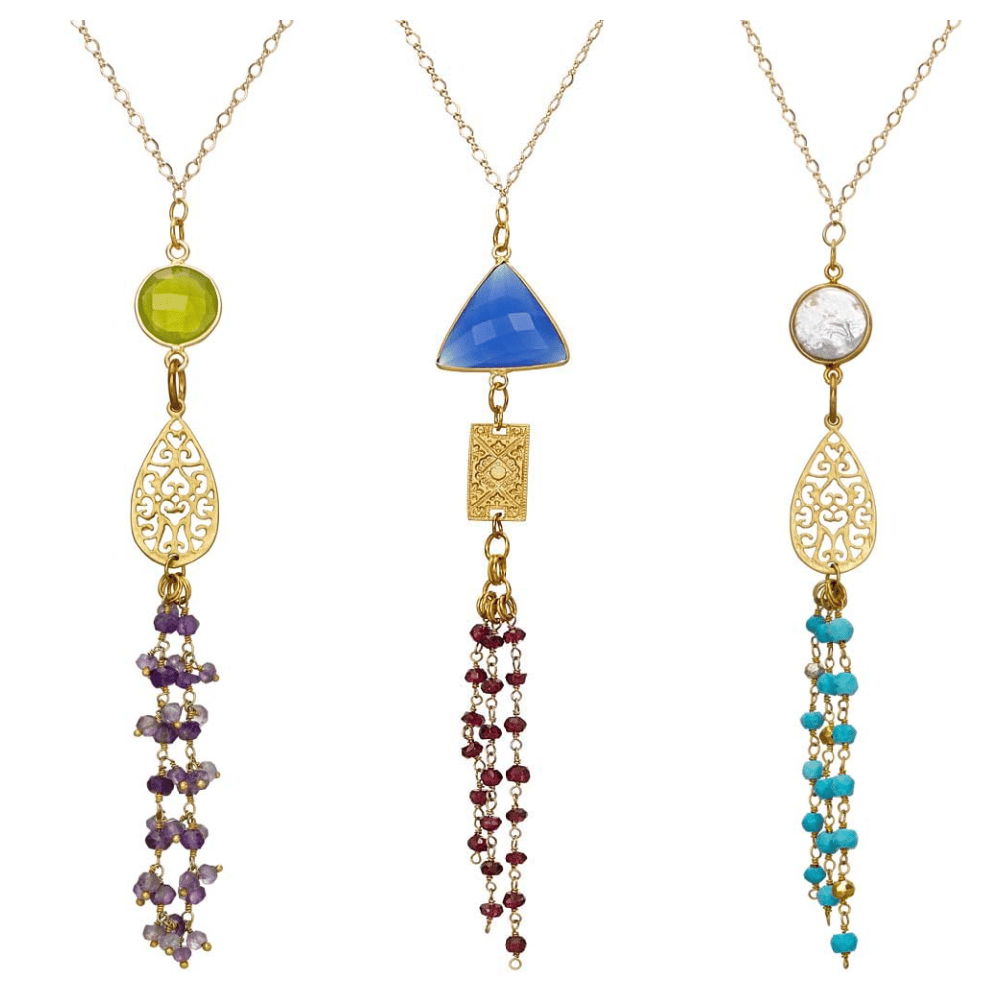 Image of GEMSTONE TASSEL NECKLACES