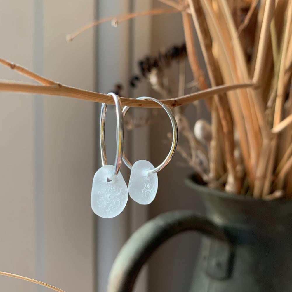 Image of White sea glass earrings - Sole Bay