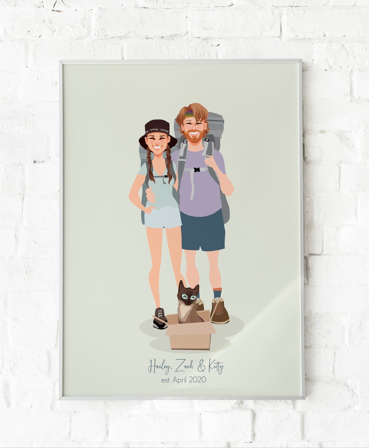 Image of Couple and 1 pet custom portrait