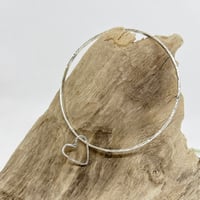 Image 3 of Sterling Silver Bracelet Bangle with Silver Heart