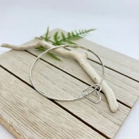 Image 1 of Sterling Silver Bracelet Bangle with Silver Heart