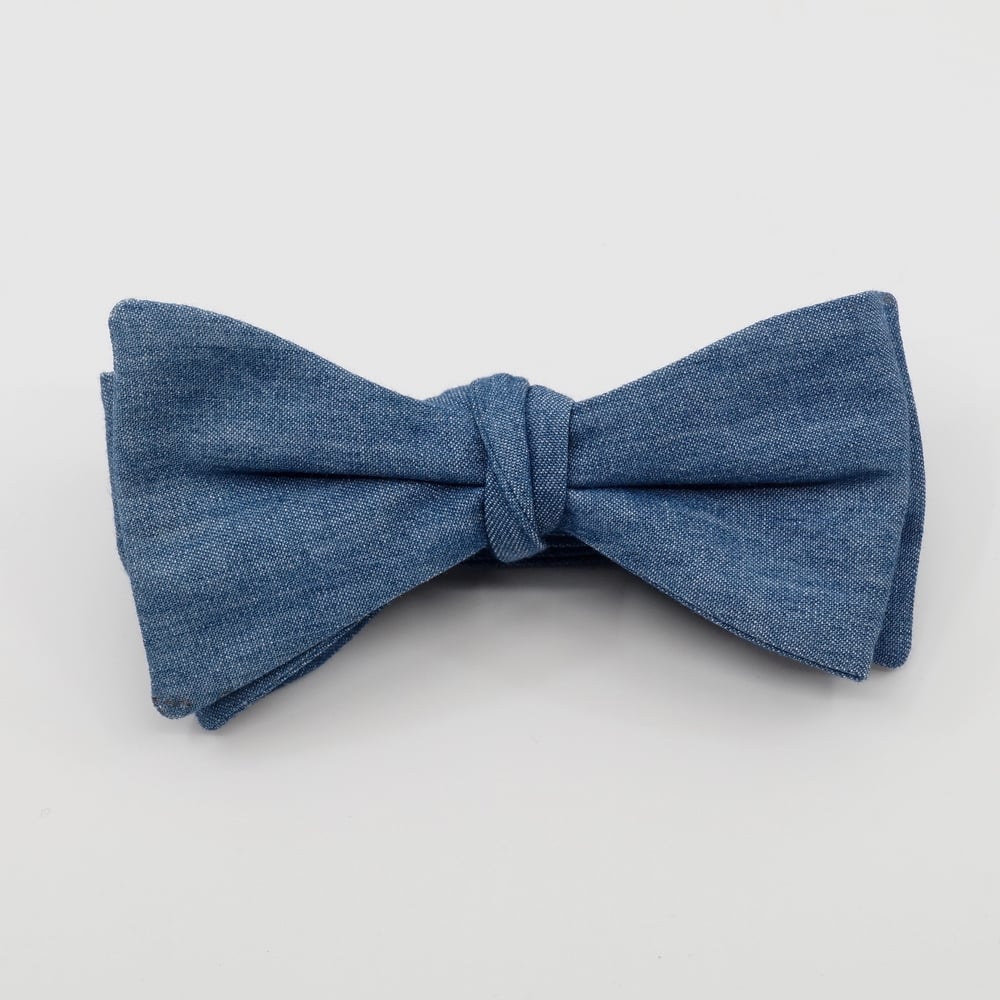 Image of Noeud Papillon à nouer - Bleu Jeans