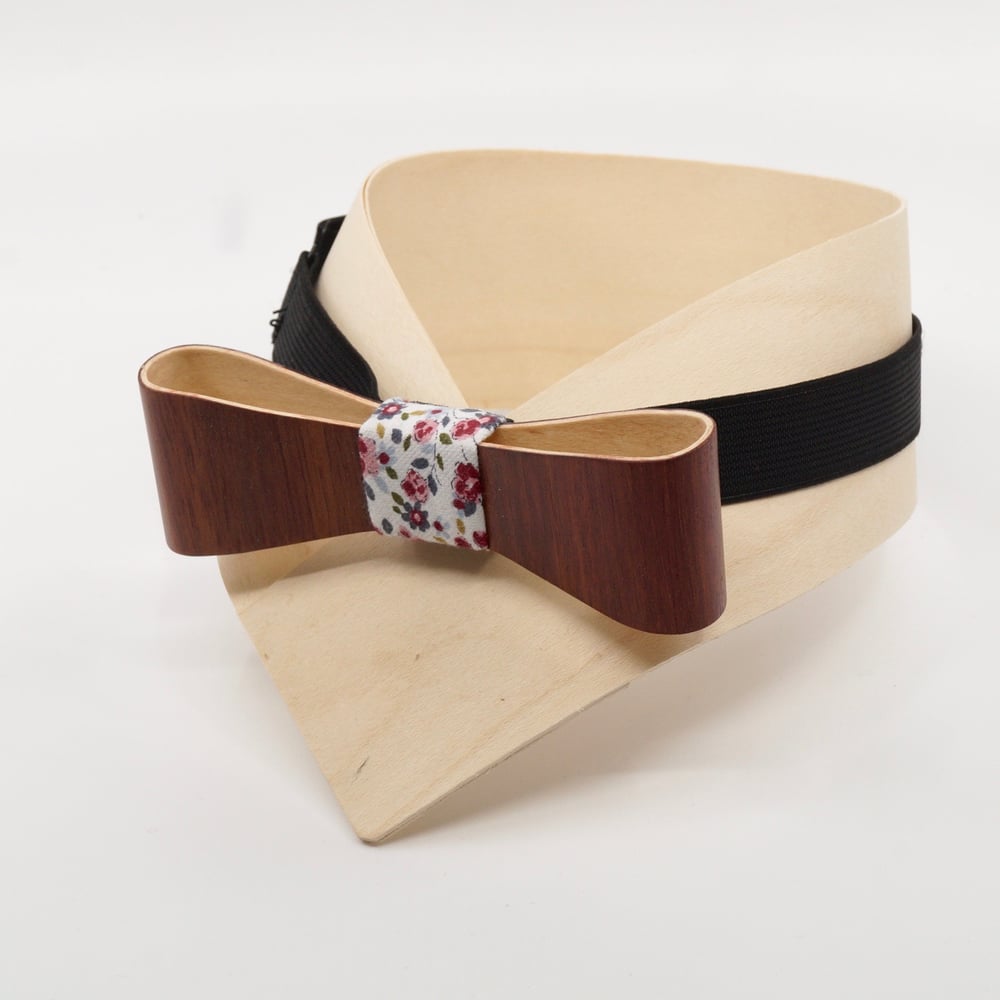 Image of Noeud Papillon en Bois - Eucalyptus / Liberty Bordeaux