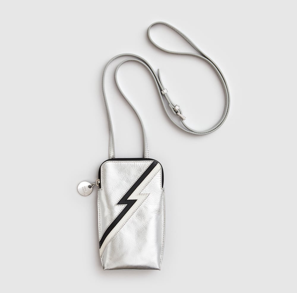 Silver Leather Ziggy Phone Pouch