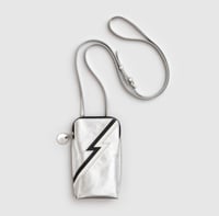 Image 1 of Silver Leather Ziggy Phone Pouch