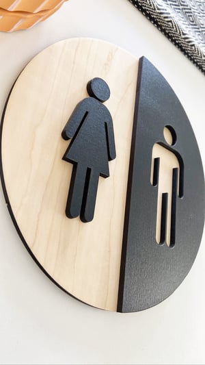 Image of Round Bathroom Sign 