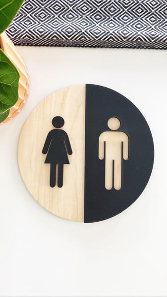 Image of Round Bathroom Sign 